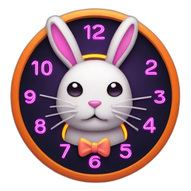 neon rabbit clock sticker