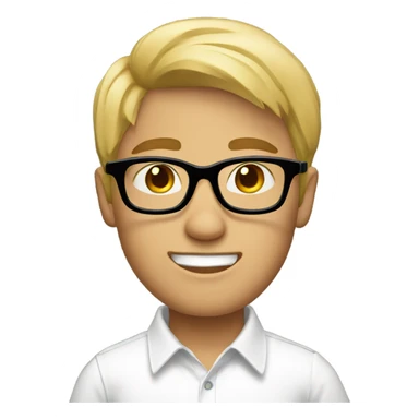 blonde boy with white shirt and glasses sticker