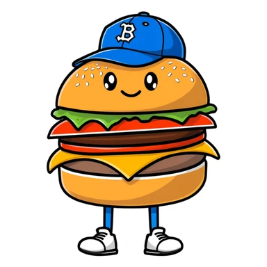 Baseball burger sticker