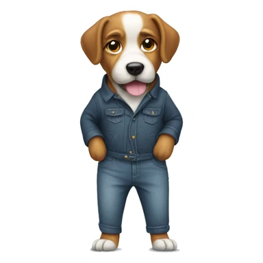 Dog wearing a pants sticker