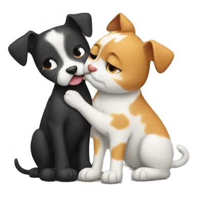 Dog kissing a cat sticker