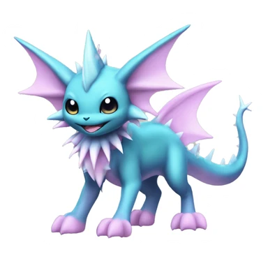 Pink Edgy Ethereal Vaporeon dragon With Fins and spikes full body sticker