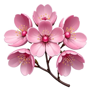 Stylized pink glitter cherry blossom flower (sakura) sticker
