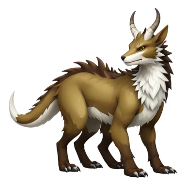 Sergal-Vernid-hybrid-animal-creature, full body, 4 legs, horned sticker