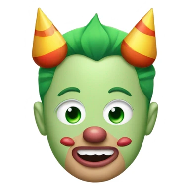 elon musk with a clown face and green nose with a dollar sign on it and puppy dog tongue and ears like an egirl sticker