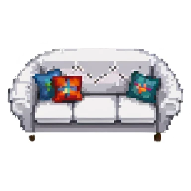 cozy sofa with pillows, inviting and plush sticker