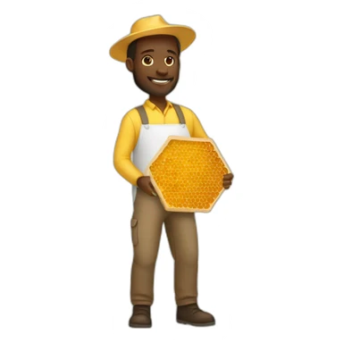 tall black man beekeeper holding honeycomb full body sticker