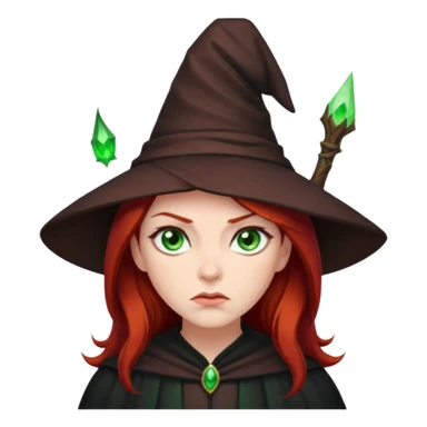Dark blood Red haired witch. Green eyes annoyed. sticker