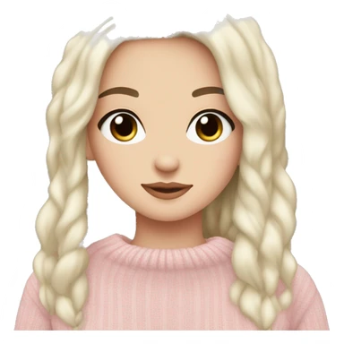 Pretty darkbrown eyed white girl with jetblack hair light pink sweater cozy sticker
