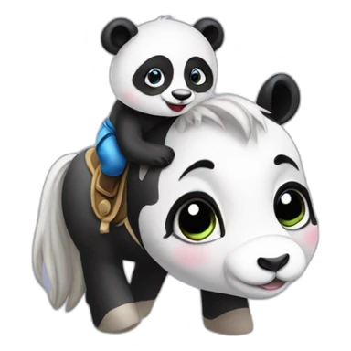 baby panda on a horse sticker