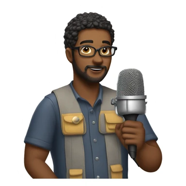 The sound engineer holds a microphone in his hands sticker