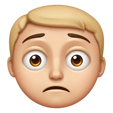 anxious face emoji, wide eyes, furrowed brows, small frown, sweat drop, classic emoji style sticker