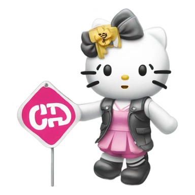 Hello kitty with a sign that says “don’t crash OUT” sticker