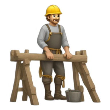 medieval scaffolder at work sticker