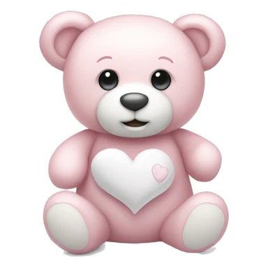 Light pink teddy bear with white heart sticker