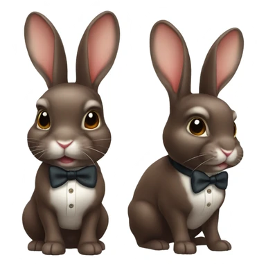 Chocolate, brown, mini Rex rabbit as a cute distinguished gentleman sticker