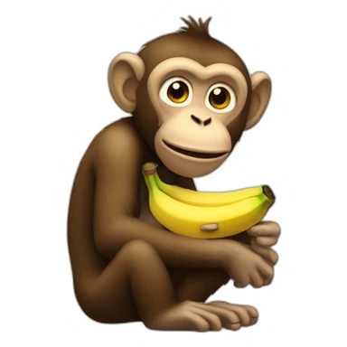 Monkey sucking banana sticker