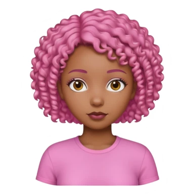 black girl with pink short curly hair sticker