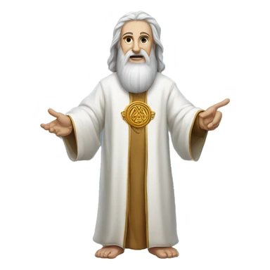 A full-length prophet in a white robe waves his hand, with the inscription "Привет" in the center at the bottom sticker