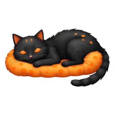 Black cat with orange spots cute sleeping sticker