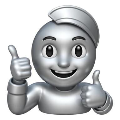 Create silver color emoji with likes thumbs  sticker