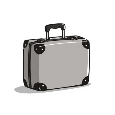 A brown travel case or suitcase with handle sticker