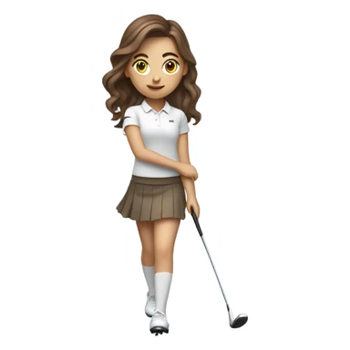 Girl with brown hair golfing with golf skirt in sticker