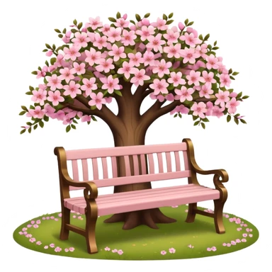 beautiful bench and beautiful blooming tree sticker