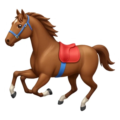 horse running, isometric view, emoji style sticker