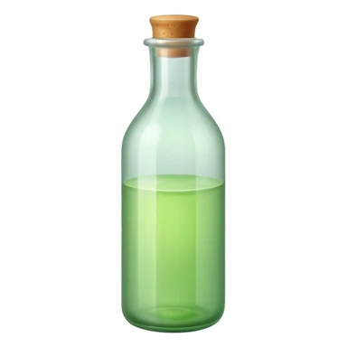 a bottle of light green liquid, matte, simple, clear sticker
