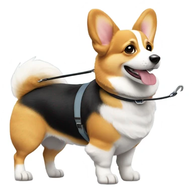 one corgi dog walking with leash sticker