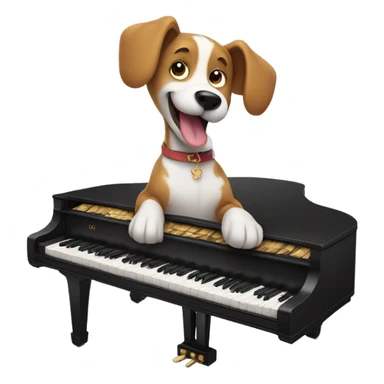 Dog playing piano sticker