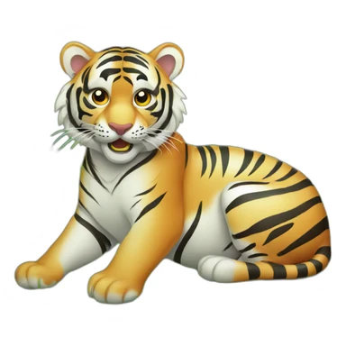 Tiger eating grass sticker
