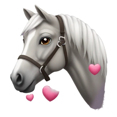 Smiling Silver bay Horse with hearts sticker