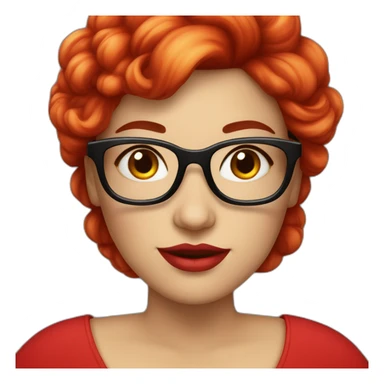 Grosse femme en robe rouge et lunette avec cheveux noir sticker