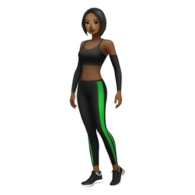 luxury elegant woman fitness. black attire with green line sticker