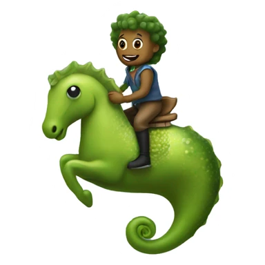Pickle riding a seahorse sticker