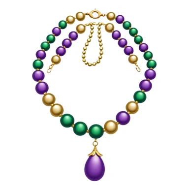 Mardi Gras bead necklace in purple, green, and gold sticker