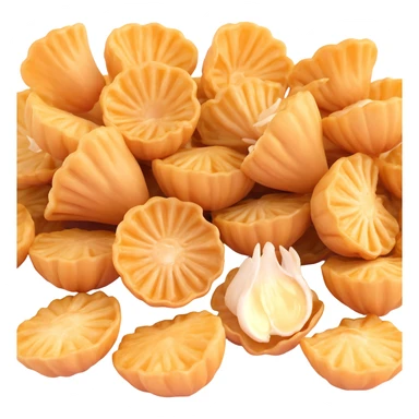 crispy fried garlic, clean, minimal, cute, well-lit, soft shadow, white background sticker