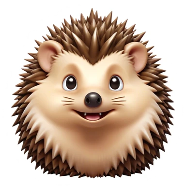 Cinematic Comical Hedgehog Portrait Emoji, Head tilted dramatically with an exaggeratedly amused expression, featuring a striking spiky brown Fur with a quirky, scrunched-up face and wide, expressive eyes filled with playful disbelief, Simplified yet hilariously expressive features, highly detailed, glowing with a slightly sassy glow, high shine, dramatic yet playful, stylized with an air of cheeky mischief, bright and endearing, soft glowing outline, capturing the essence of a spirited and over-the-top hedgehog, so meme-worthy it feels like it could roll its spines into internet fame instantly! sticker