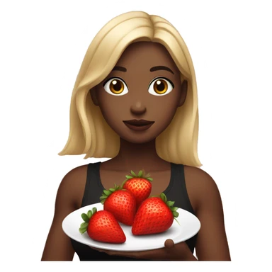 girl in black tank top eating a strawberry full body pic sticker