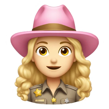 female sheriff pink hat pale skin  sticker