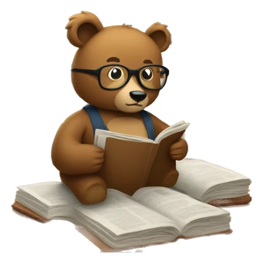 “Bear sitting in a library wearing glasses reading a newspaper sticker