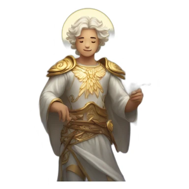 Celestial angel bard with astral wings sticker