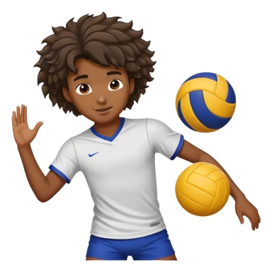 Big Black boy, wavy hair, play volleyball sticker