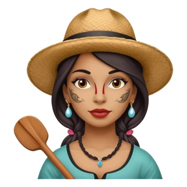 tattoed face venice gondolier with iconic hat woman sticker