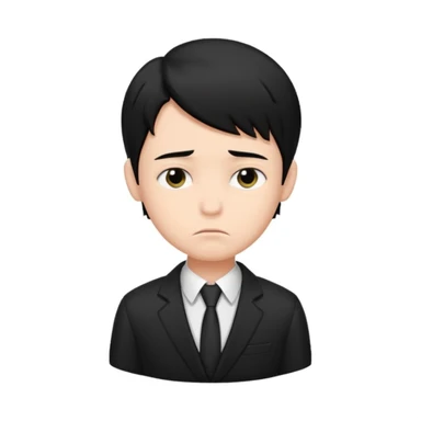 Xafa kayfiyatdagi qora soch va qora kostyum shimli bola emojisni chiqarib ber sticker