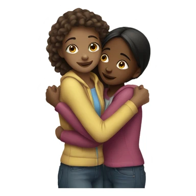 Teen girls hugging affectionately  sticker