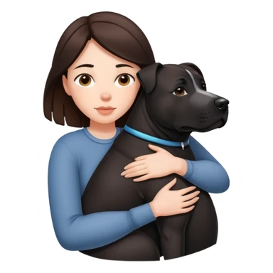 Brunette hugging big black amstaff dog sticker