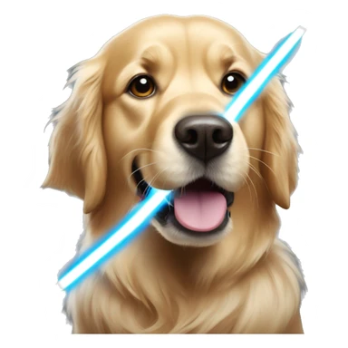 golden retriever with a lightsaber sticker